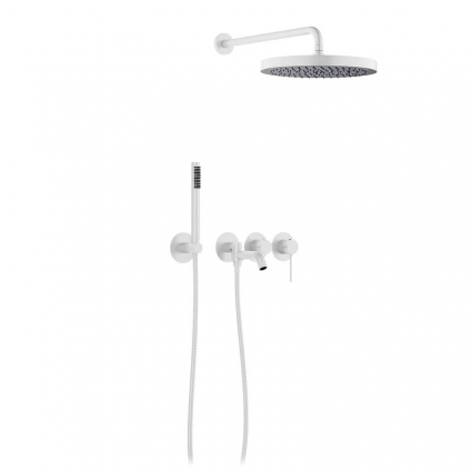 Душевой комплект Timo Saona SX-2348/16SM С ВНУТРЕННЕЙ ЧАСТЬЮ, белый матовый, шланг металлический 150 см