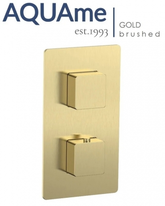 Смеситель для ванны и душа AQUAme Savona с термостатом AQM8809BG, золото