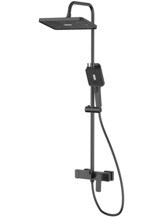 Душевая стойка Haiba HB24512-7 черная цвет черный, штанга 141 см, шланг 150 см