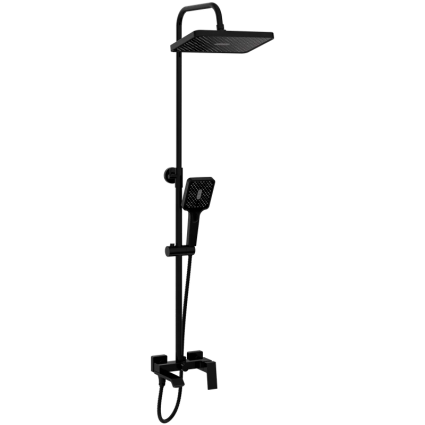Душевая стойка Haiba HB24575-7 черная цвет черный, штанга 141 см, шланг 150 см