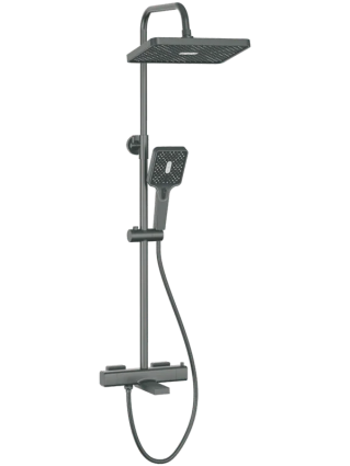 Душевая стойка Haiba HB24537-7 с термостатом, черная, цвет черный, штанга 149.5 см