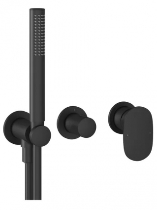 Встраиваемый смеситель для душа и ванны Ravak Spring SG 065.20BL.O2+S черный матовый однорычажный,  в современном стиле