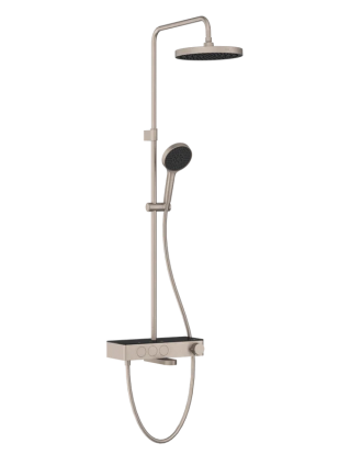 Душевая стойка VitrA Core Round A4730934EXP с термостатом, брашированный никель, штанга 125.1 см, шланг 150 см