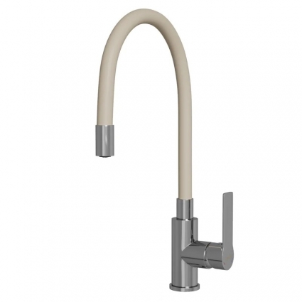 Смеситель для кухни 35к MIXLINE ML35-095 гибкий излив, б/отв, боковая, бежевый, однорычажный