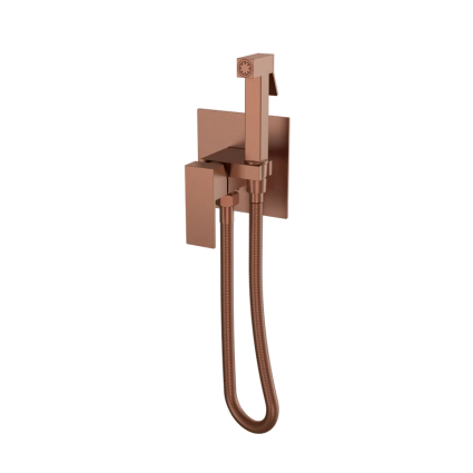 Гигиенический душ Boheme Qubic 477-BRB со смесителем, С ВНУТРЕННЕЙ ЧАСТЬЮ, brushed bronze, бронза, 1 режим