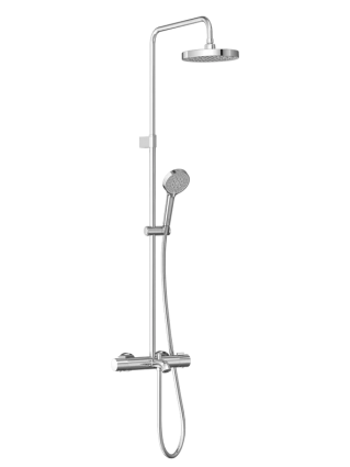 Душевая стойка VitrA Base Round A47303EXP с термостатом, хром, штанга 122.1 см, шланг 150 см