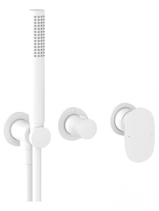Встраиваемый смеситель для душа и ванны Ravak Spring SG 065.10WHM.O2+S белый матовый однорычажный,  в современном стиле
