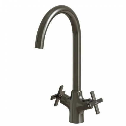 Смеситель для кухни 1/2 кер. MIXLINE ML38-032 "Graphite" высокий излив ГРАФИТ двухвентильный, серый