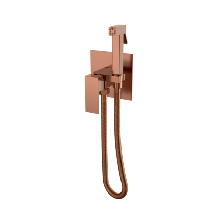 Гигиенический душ Boheme Qubic 477-CB со смесителем, С ВНУТРЕННЕЙ ЧАСТЬЮ, copper brushed, цвет медь, 1 режим