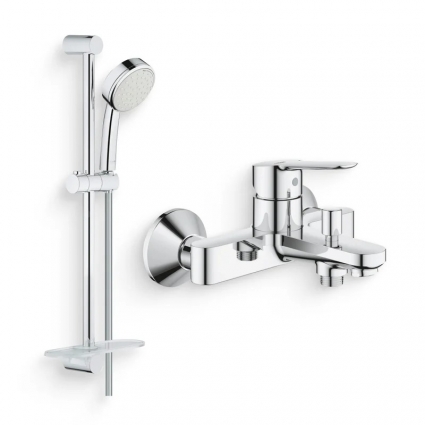 Душевой комплект Гарнитур Grohe Tempesta Cosmopolitan 27928002 + Смеситель BauEdge 23605000 хром,  в современном стиле
