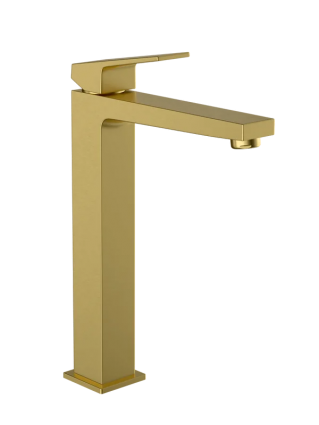 Смеситель для раковины VitrA Minimax Square A4372425EXP брашированное золото однорычажный, длина излива 17.5 см