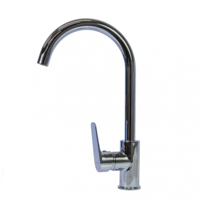 Смеситель для кухни 35k MIXLINE ML14-032 высокий излив б/отв боковая п/гайку (без подводки) однорычажный, хром