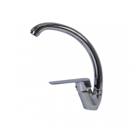 Смеситель для кухни 35k MIXLINE ML15-032 высокий излив б/отв боковая п/гайку (без подводки) однорычажный, хром