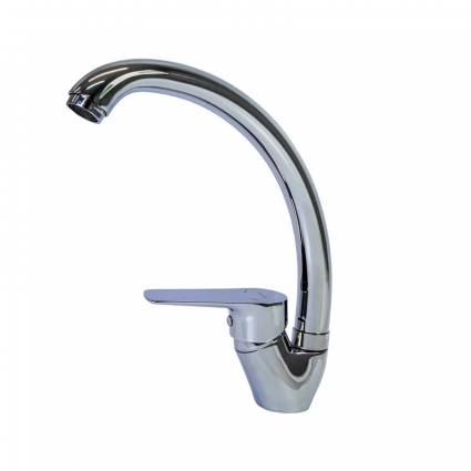 Смеситель для кухни 35k MIXLINE ML14-031 высокий излив б/отв боковая п/гайку (без подводки) однорычажный, хром