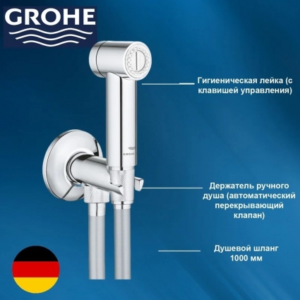 Душ гигиенический 1 вид струи GROHE Rainshower Aqua 26840000 хром,  в современном стиле