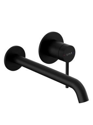 Смеситель для раковины VitrA Minimax Round A4354936EXP С ВНУТРЕННЕЙ ЧАСТЬЮ, матовый черный, однорычажный, длина излива 22 см