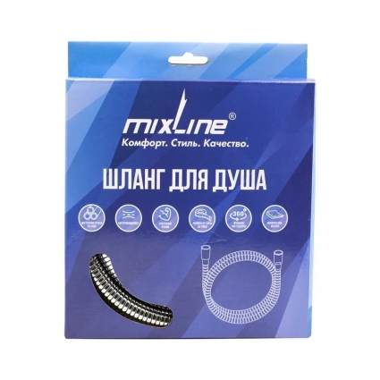 Шланг душевой 150 см имп/кон, EPDM, нерж.сталь, хромир MIXLINE MIX-2-150 (коробка)