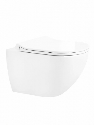 Унитаз подвесной Cerutti Spa Amici Aria Tornado CT11388 безободковый, с микролифтом, смыв Tornado, антивсплек, белый глянцевый, 33.5x49 см