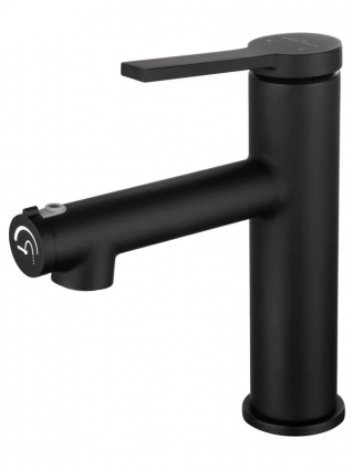 Смеситель для раковины Wonzon & Woghand WW-H1017-MB черный матовый, с функцией полоскания рта, однорычажный, длина излива 11.2 см