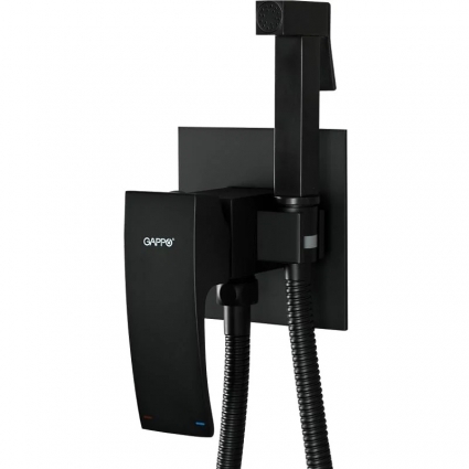 Гигиенический душ Gappo G07-6 G7207-6 со смесителем, С ВНУТРЕННЕЙ ЧАСТЬЮ, черный, 1 режим
