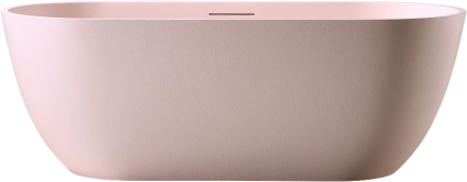 Ванна из искусственного камня Abber Frankfurt AM9941MP 170x75 см, отдельностоящая, матовая розовая, овальная, фурнитура белая, объем 325 л.