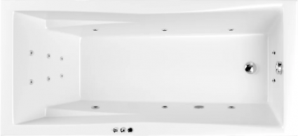 Акриловая ванна WHITECROSS Palace Smart 180x80 см, встраиваемая, с гидромассажем, белая, с каркасом, со сливом-переливом, прямоугольная, объем 260 л.