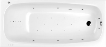 Акриловая ванна WHITECROSS Layla Slim Ultra Nano 170x75 см, встраиваемая, с гидромассажем, белая, с каркасом, со сливом-переливом, прямоугольная, объем 230 л.