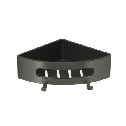Полка Lemark SHELF LINE 9776048 с крючками, угловая, графит, подвесная