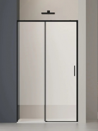 Душевая дверь в нишу Vincea Soft 2 VDS-3SO2130CLB 130 см, профиль черный, стекло прозрачное, раздвижная