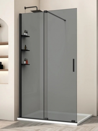 Душевая перегородка Vincea Walk-in WSL VSW-1WSL120CGB 120 см, профиль матовый черный, стекло тонированное в современном стиле