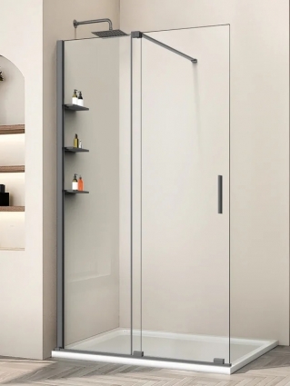 Душевая перегородка Vincea Walk-in WSL VSW-1WSL120CLGM 120 см, профиль вороненая сталь, стекло прозрачное в современном стиле