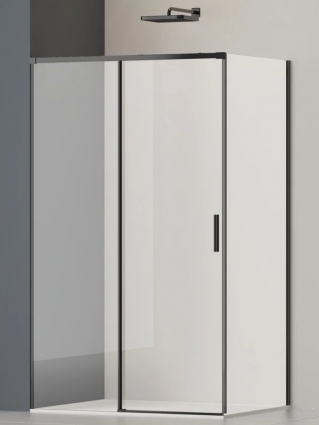 Душевой уголок Vincea Soft 2 VSR-3SO29013CLB 130х90 см, профиль черный, стекло прозрачное, прямоугольный, двери раздвижные