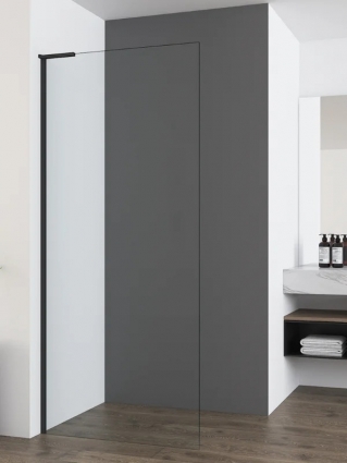 Душевая перегородка Vincea Walk-in HA VSW-7HA800CLB 80x200 см, профиль матовый черный, стекло прозрачное в современном стиле