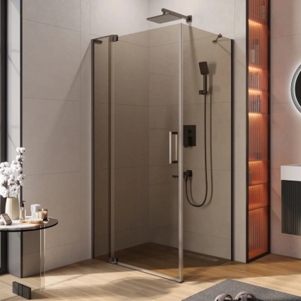 Душевой уголок Cezares Slider AH 1 80-90/100 BR GM профиль оружейная сталь, стекло бронза, прямоугольный, двери распашные