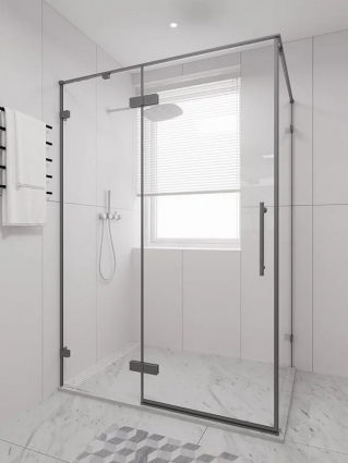 Душевой уголок Veconi Premium Alassio SP GR 140х80, профиль брашированный графит, стекло прозрачное, прямоугольный, двери распашные