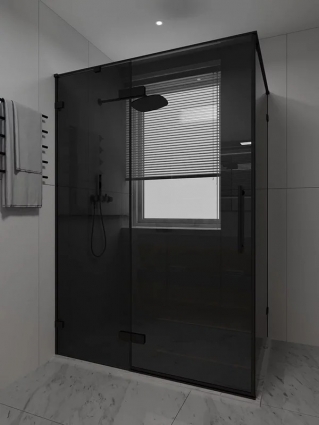 Душевой уголок Veconi Premium Alassio SP BB 120х100, профиль матовый черный, стекло тонированное, прямоугольный, двери распашные