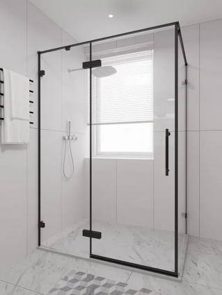 Душевой уголок Veconi Premium Alassio SP B 150х90, профиль матовый черный, стекло прозрачное, прямоугольный, двери распашные