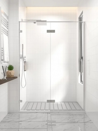 Душевая дверь в нишу Veconi Premium Alassio CH 120x200, профиль матовый хром, стекло прозрачное, распашная