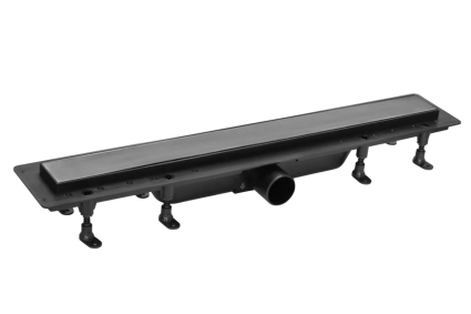 Душевой трап (лоток) Plastbrno SZA955M 55 см, решетка графит, с сифоном, под плитку, в пол, выпуск боковой