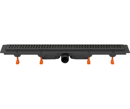 Душевой трап (лоток) Milleau Level M650LB 65 см, решетка матовая черная, с сифоном, выпуск боковой