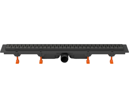 Душевой трап (лоток) Milleau Point M750PB 75 см, решетка матовая черная, с сифоном, выпуск боковой