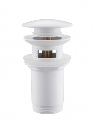 Донный клапан для раковины Abber AF0010W с переливом, матовый белый