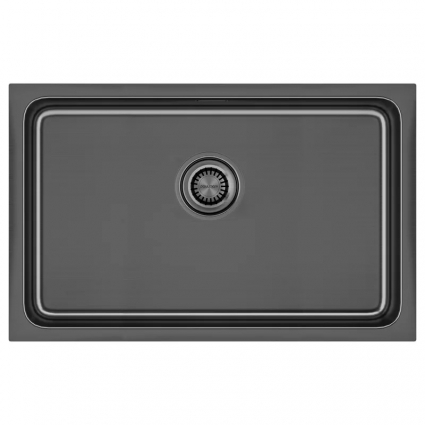 Мойка кухонная Paulmark Vista PM307444-GM вороненая сталь брашированная, прямоугольная