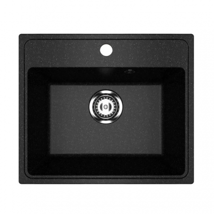 Mixline Мойкa ML-GMU03 УЛЬТРА прямоугольная, черный камень, 490*420 мм (глуб. чаши 170)