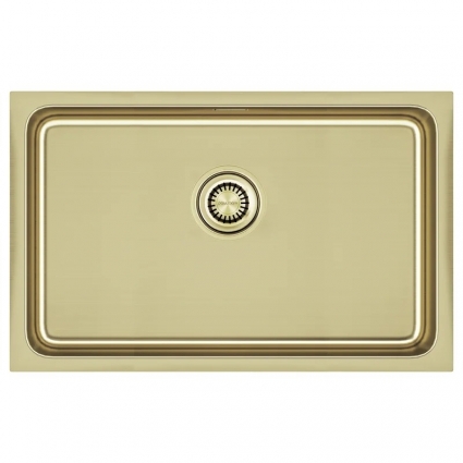Мойка кухонная Paulmark Vista PM307444-LG светлое золото брашированная, прямоугольная