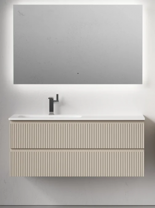 Мебель для ванной комнаты Sancos Snob R 120 L подвесная, beige soft, с ящиками, с доводчиками