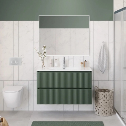 Мебель для ванной комнаты BelBagno Uno 100 подвесная, 2 ящика, матовая еловая, с доводчиками