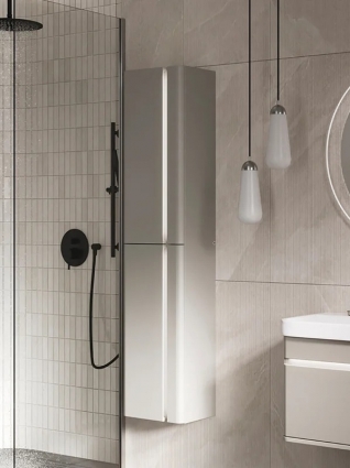 Шкаф-пенал для ванной EQUIL Elegante 36 R/L амарок, белый, подвесной, матовый