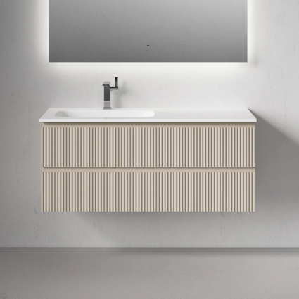 Тумба с раковиной Sancos Snob R 120 L подвесная, beige soft, с ящиками, с доводчиками