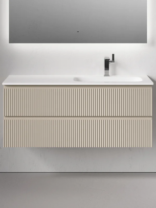 Тумба с раковиной Sancos Snob R 120 R подвесная, beige soft, с ящиками, с доводчиками